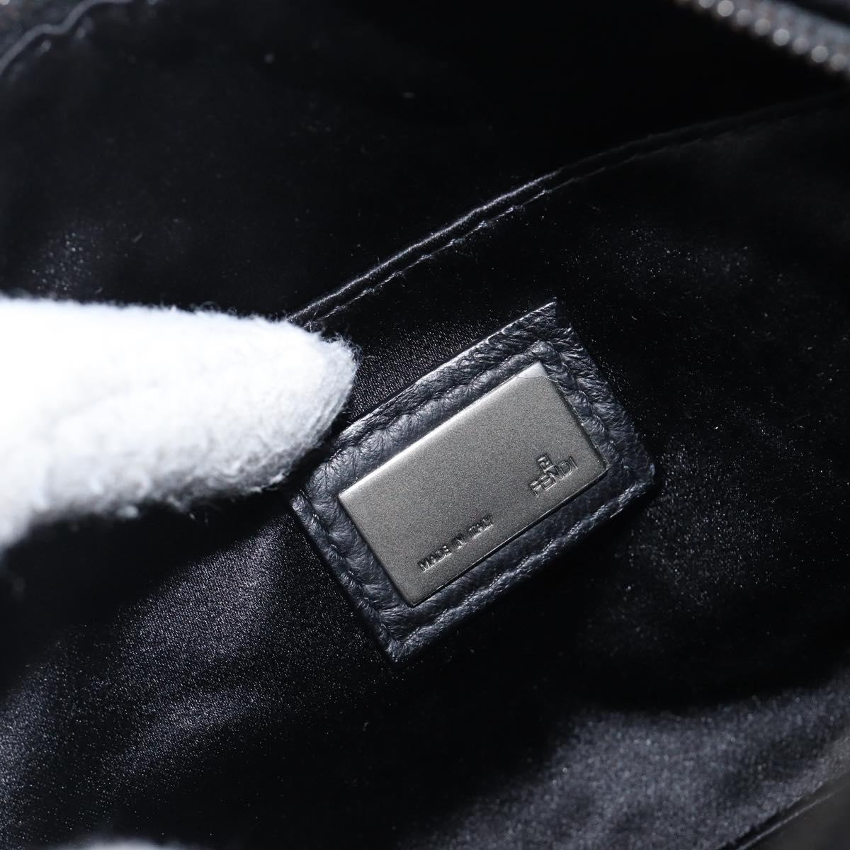 FENDI Hand Bag Suede Black Silver Auth ka6006A