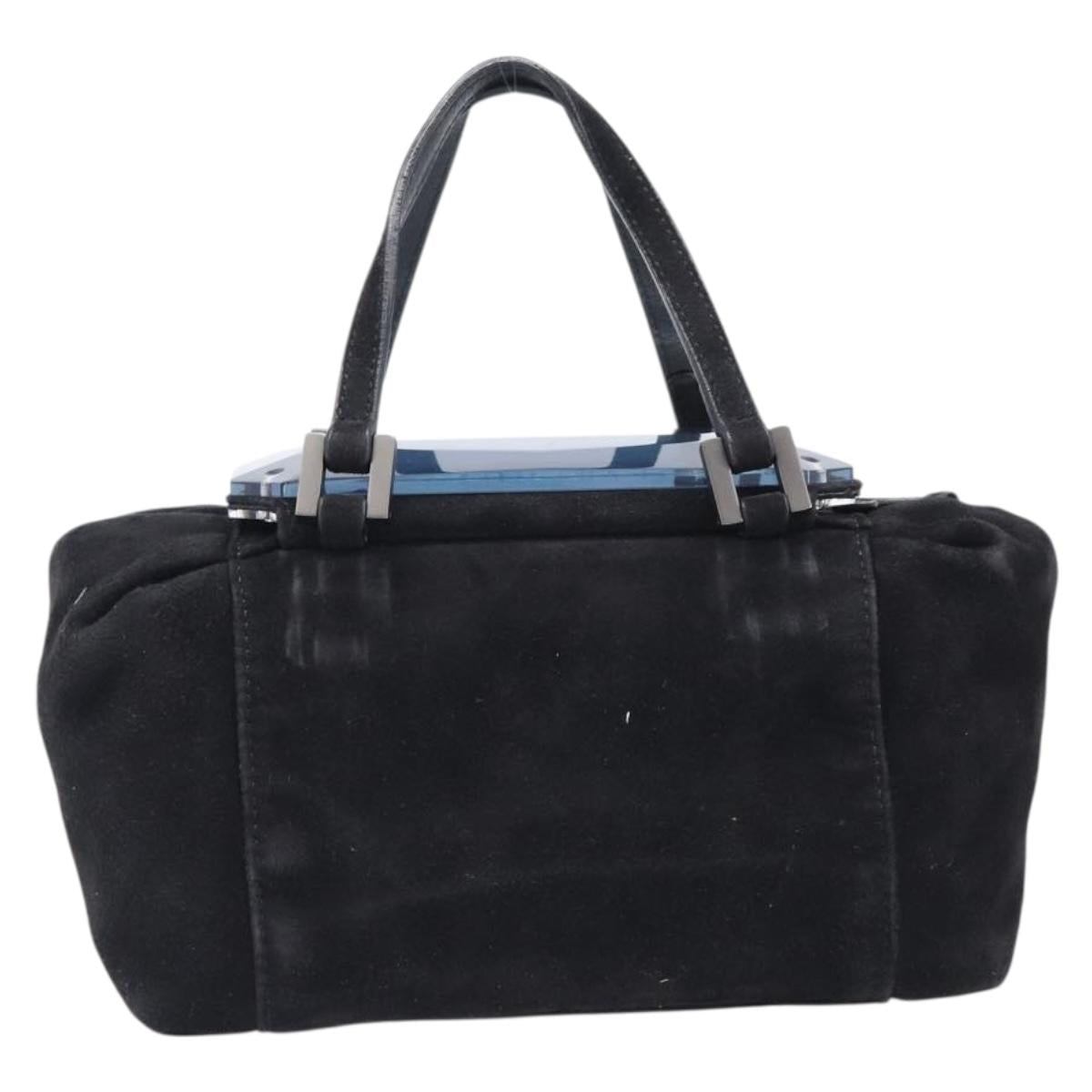 FENDI Hand Bag Suede Black Silver Auth ka6006A