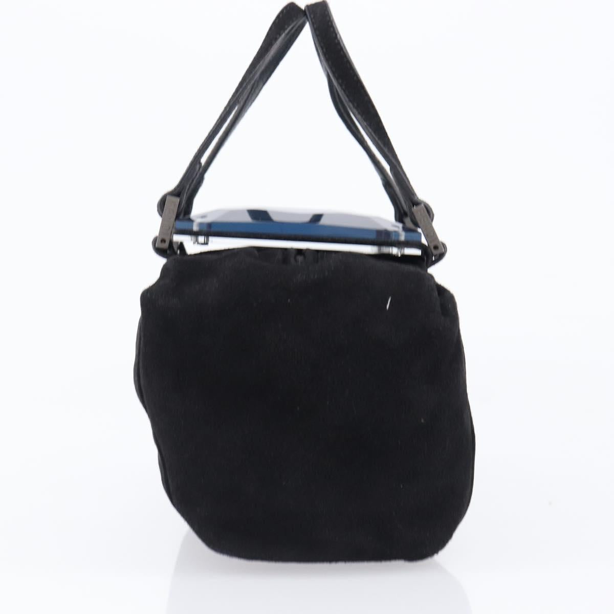 FENDI Hand Bag Suede Black Silver Auth ka6006A