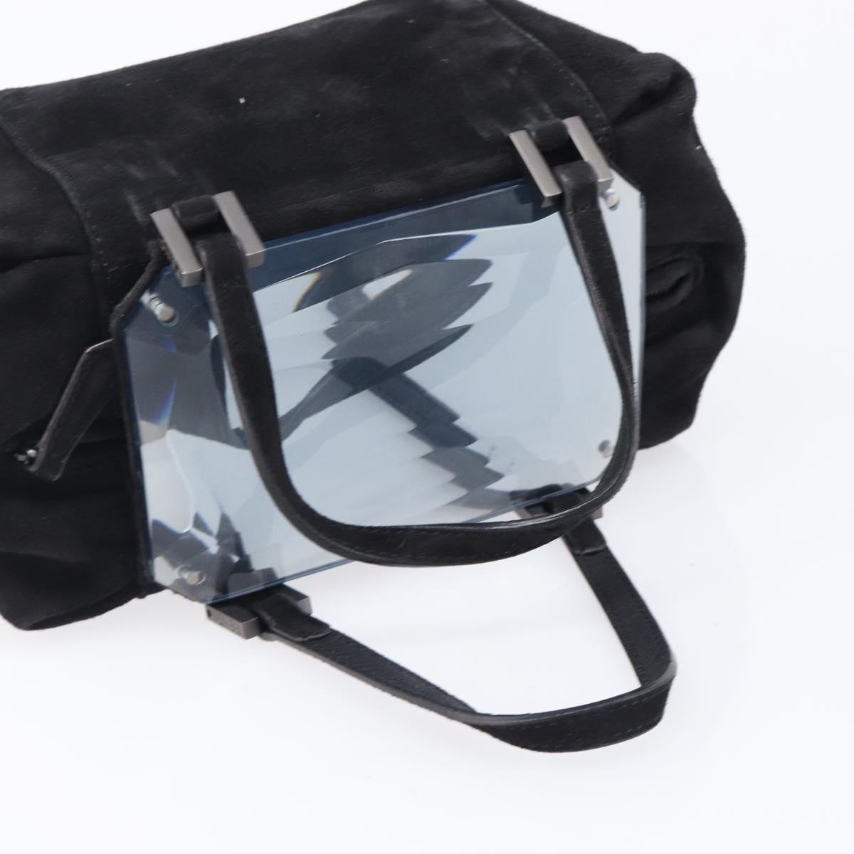 FENDI Hand Bag Suede Black Silver Auth ka6006A