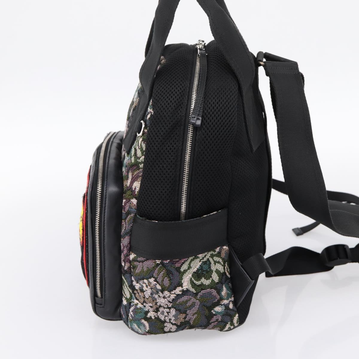 Miu Miu Backpack Canvas Black Silver Auth ka6007