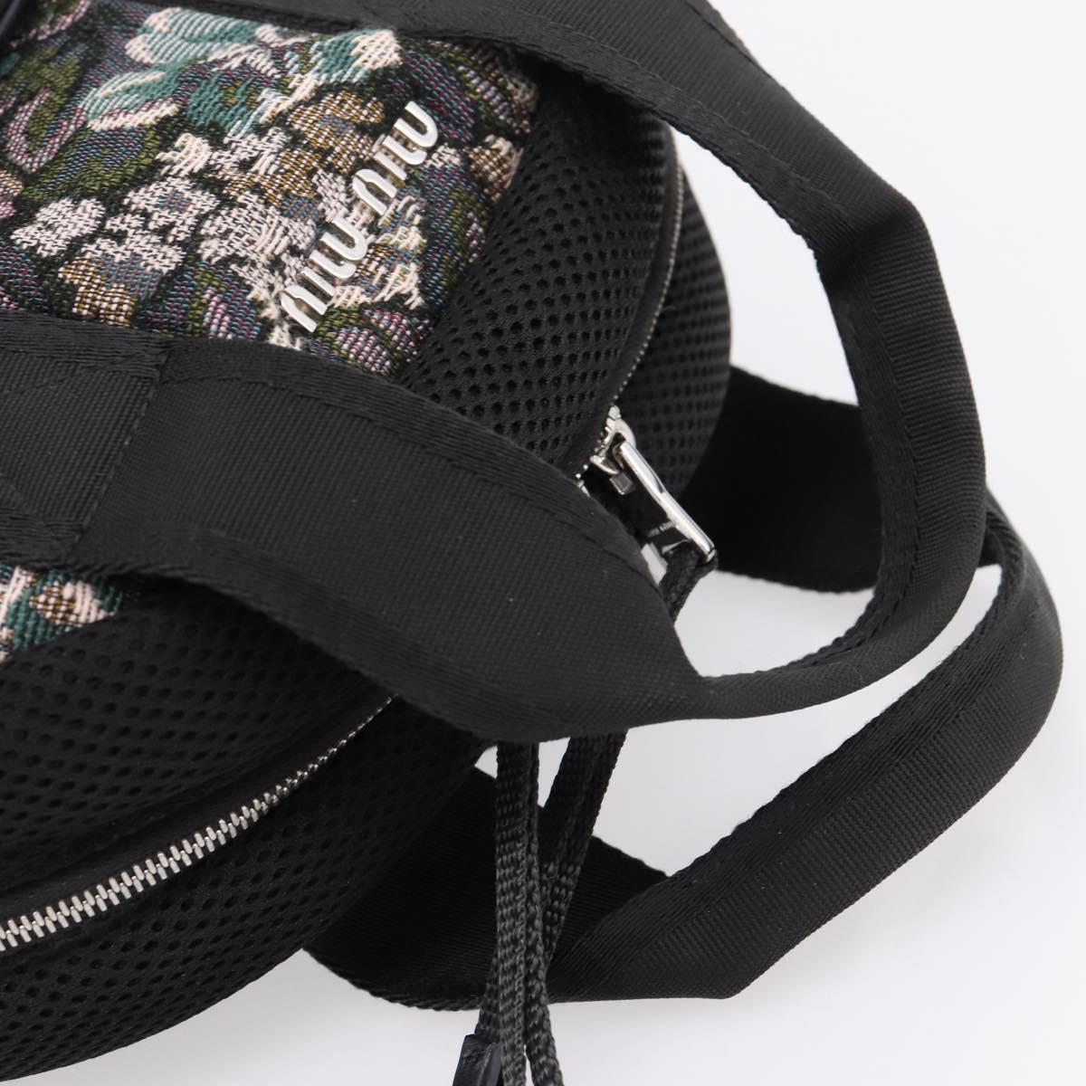Miu Miu Backpack Canvas Black Silver Auth ka6007