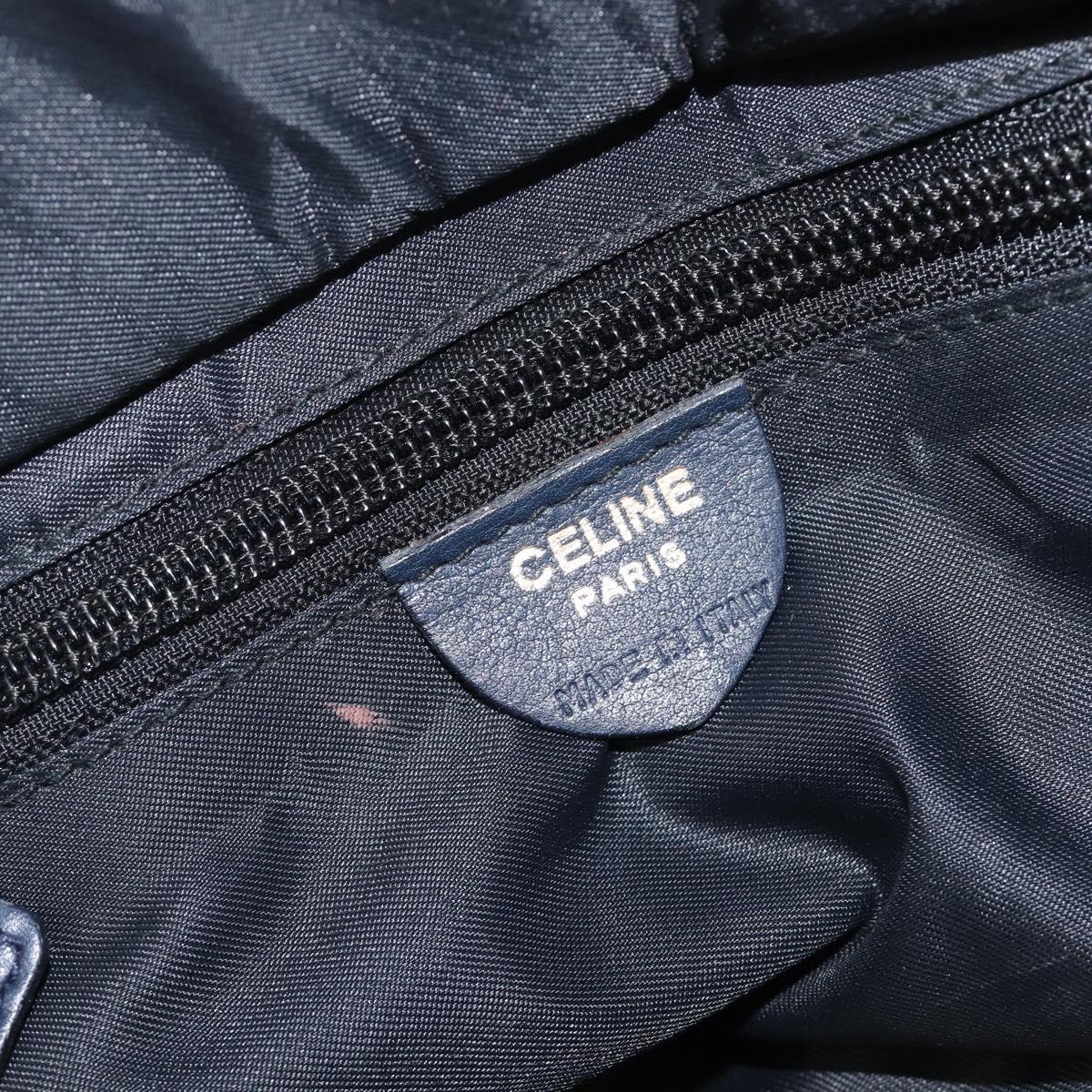 CELINE Hand Bag Nylon Navy Gold Auth ka6008
