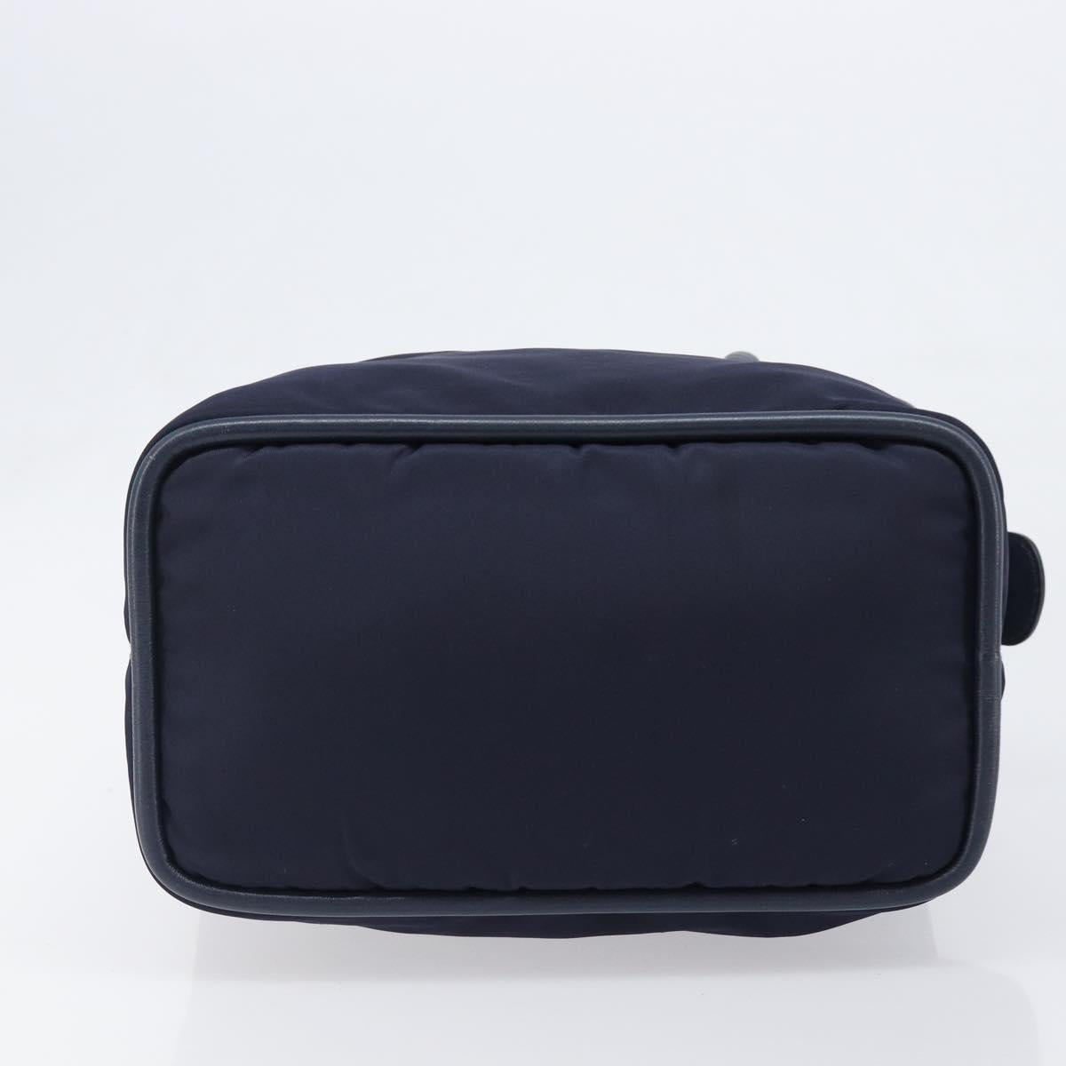 CELINE Hand Bag Nylon Navy Gold Auth ka6008