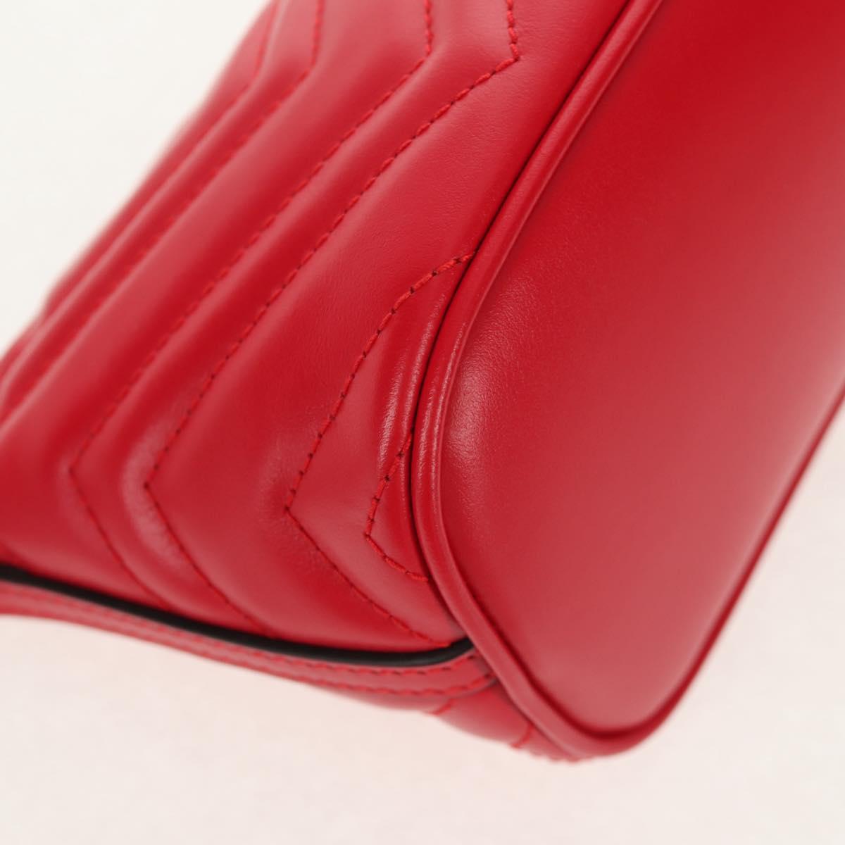 GUCCI GG Marmont Accessory Pouch Leather Red Gold 739166 Auth ka600V