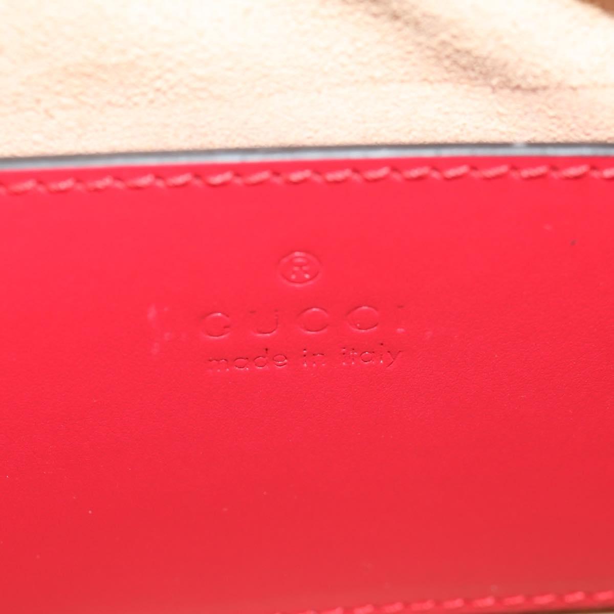 GUCCI GG Marmont Accessory Pouch Leather Red Gold 739166 Auth ka600V