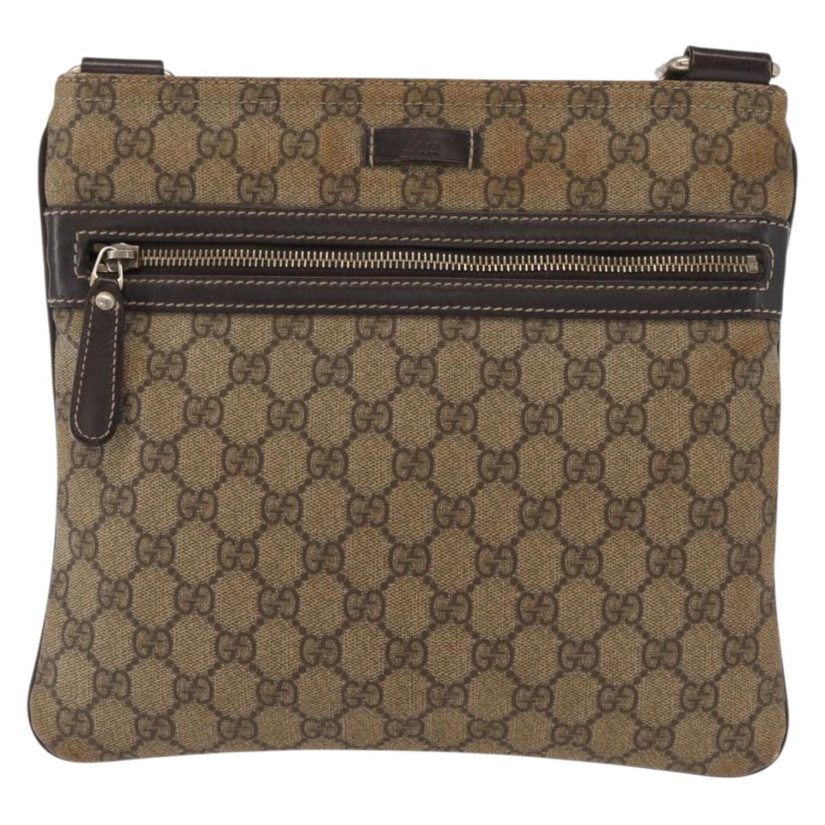 GUCCI GG Supreme Shoulder Bag PVC Beige Gold 295257 Auth ka601