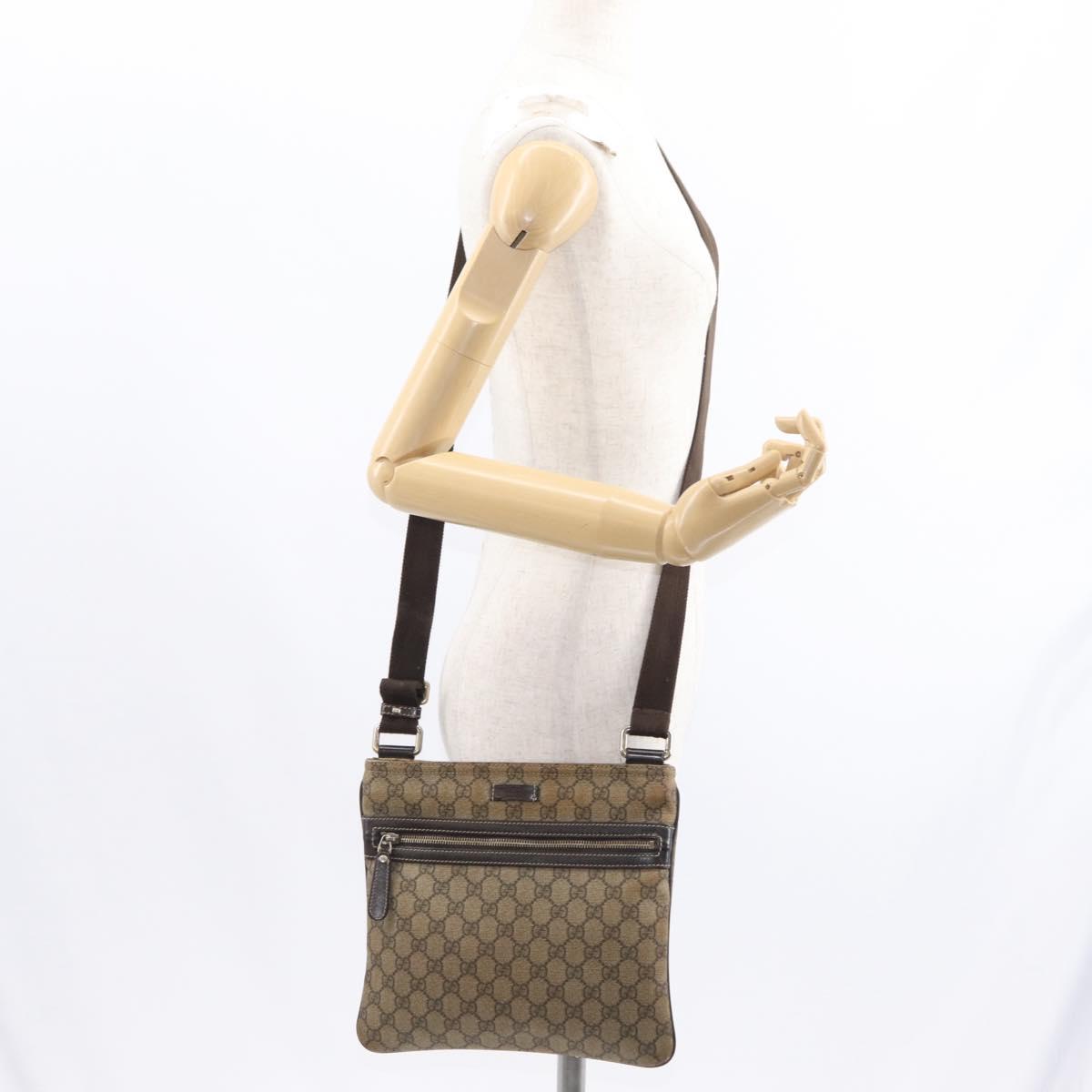 GUCCI GG Supreme Shoulder Bag PVC Beige Gold 295257 Auth ka601