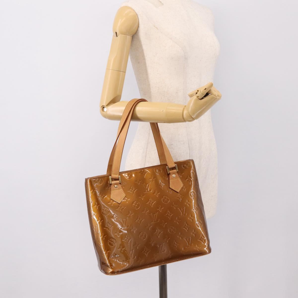 LOUIS VUITTON Monogram Vernis Houston Hand Bag Bronze M91122 LV Auth ka6013