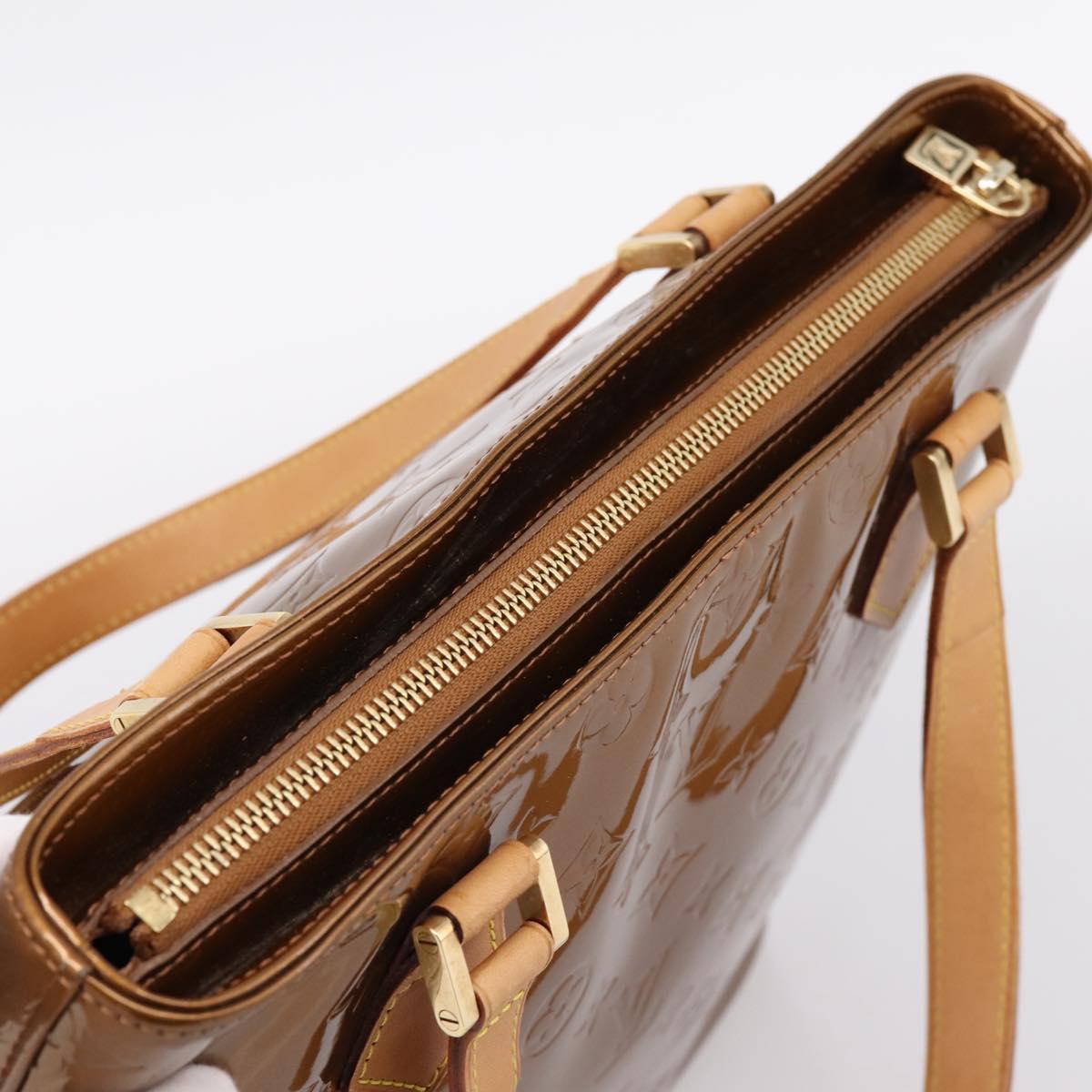 LOUIS VUITTON Monogram Vernis Houston Hand Bag Bronze M91122 LV Auth ka6013
