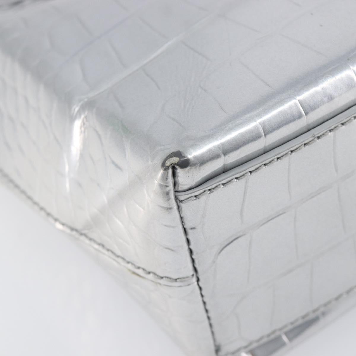 BALENCIAGA Croco Embossed Shopping XXS Leather 2way Silver 597858 Auth ka6015V