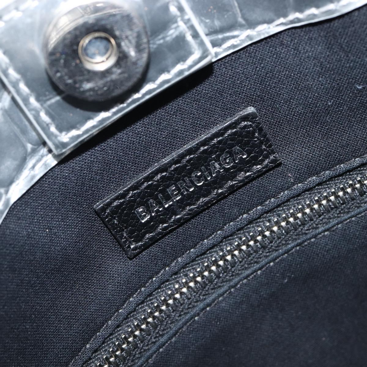 BALENCIAGA Croco Embossed Shopping XXS Leather 2way Silver 597858 Auth ka6015V