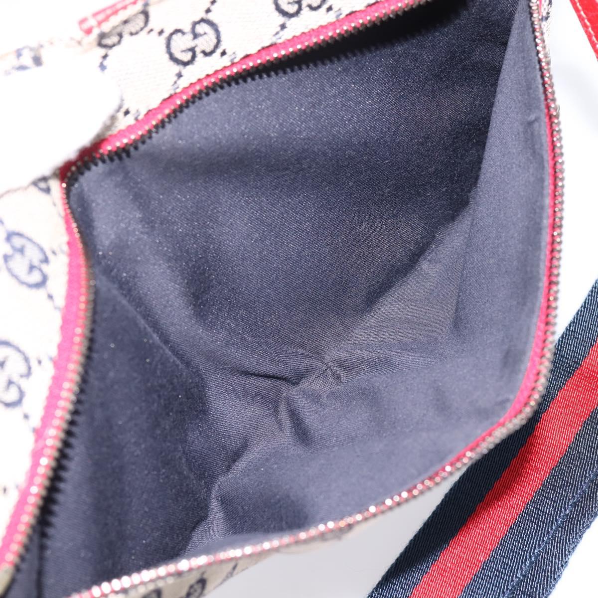 GUCCI GG Canvas Sherry Line Waist Bag Navy Silver 28566 Auth ka6019V