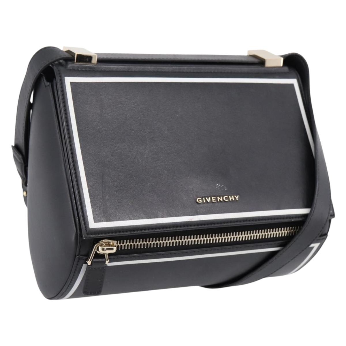 GIVENCHY Shoulder Bag Leather Black Gold Auth ka6021A