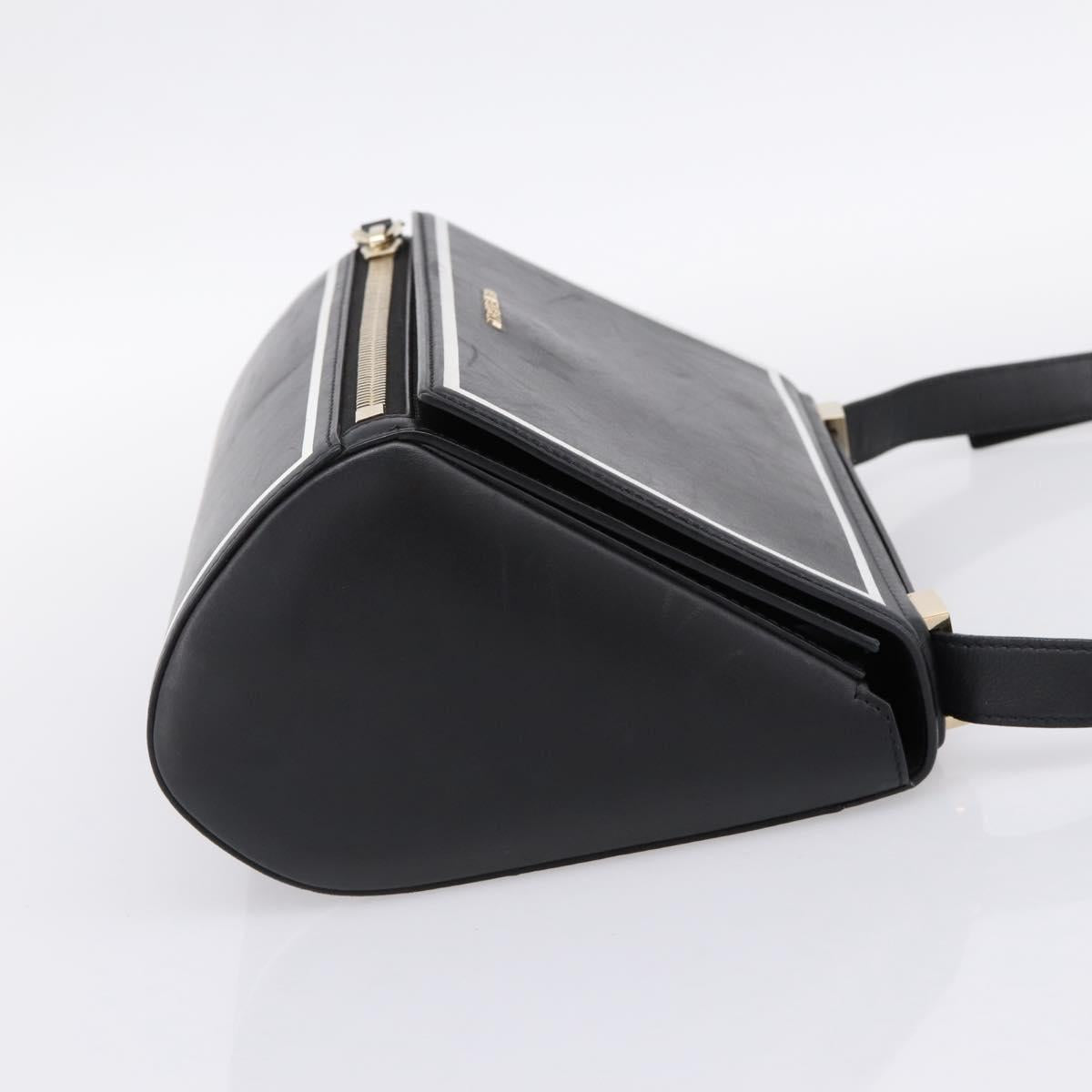 GIVENCHY Shoulder Bag Leather Black Gold Auth ka6021A