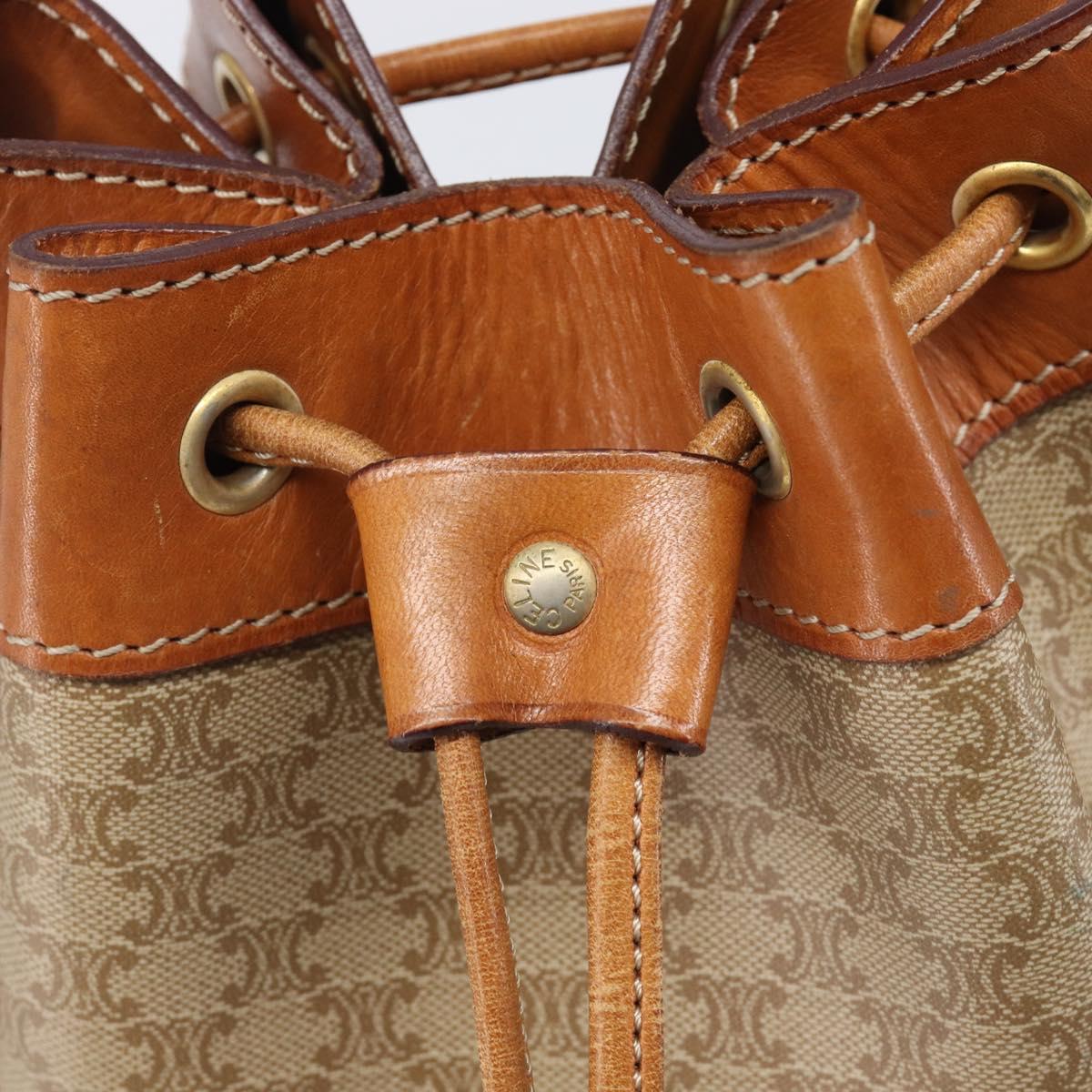 CELINE Macadam Canvas Shoulder Bag PVC Beige Gold Auth ka6022