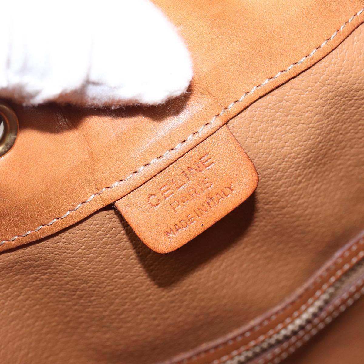 CELINE Macadam Canvas Shoulder Bag PVC Beige Gold Auth ka6022