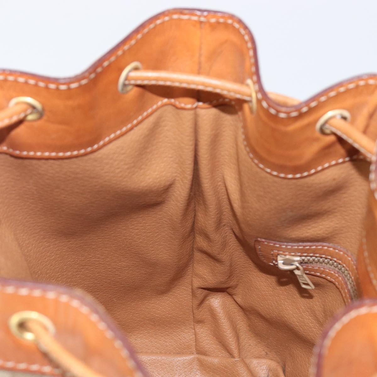 CELINE Macadam Canvas Shoulder Bag PVC Beige Gold Auth ka6022