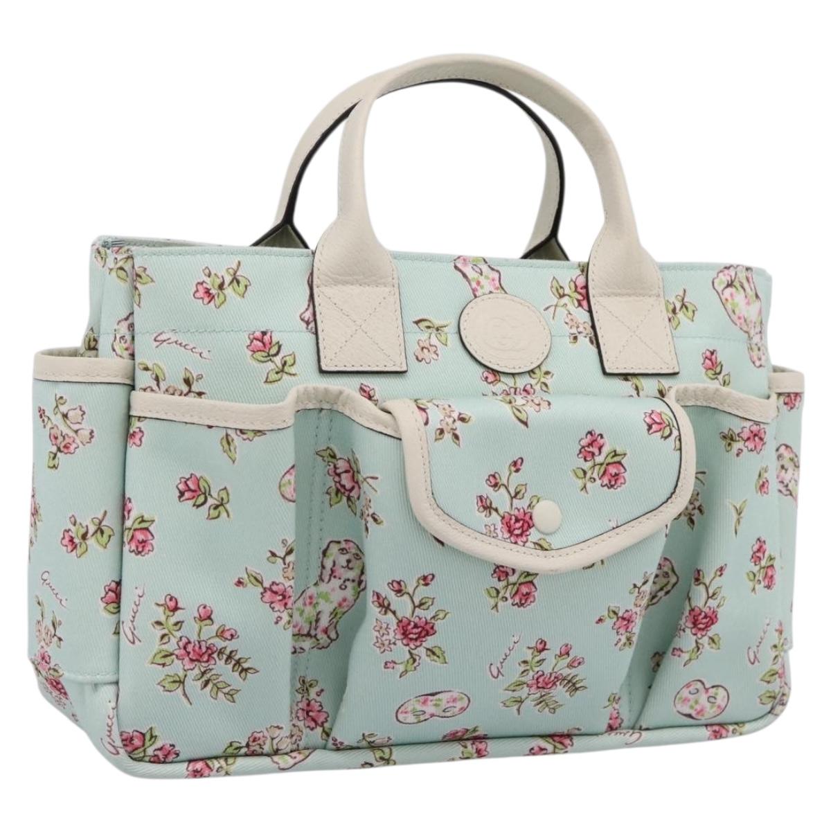 GUCCI Hand Bag Canvas Light Blue 628159 Auth ka6023V