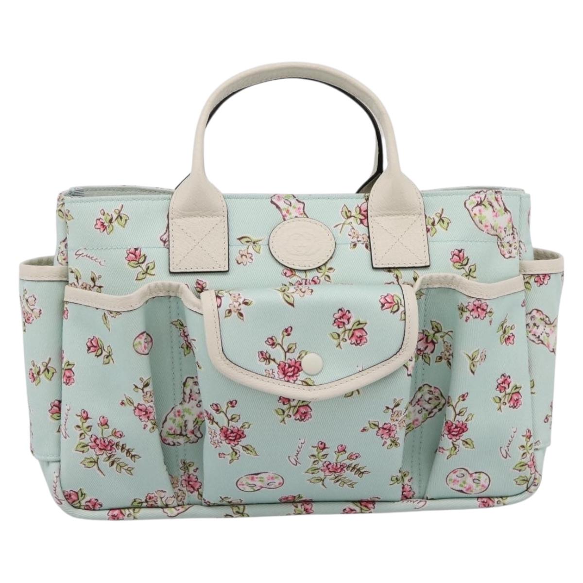GUCCI Hand Bag Canvas Light Blue 628159 Auth ka6023V