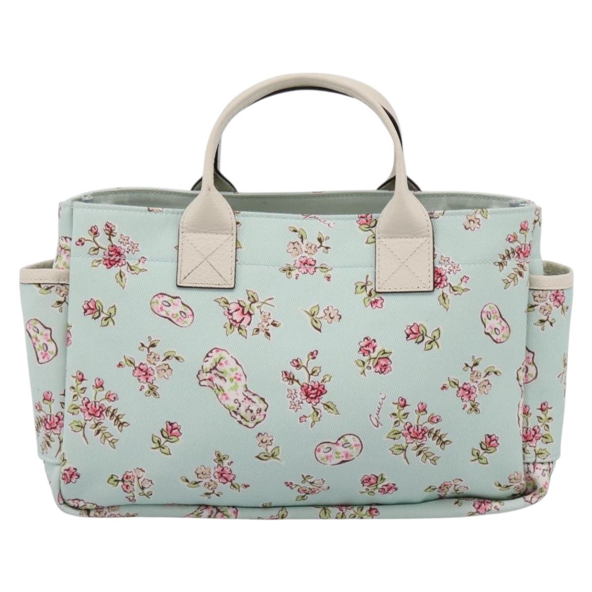 GUCCI Hand Bag Canvas Light Blue 628159 Auth ka6023V