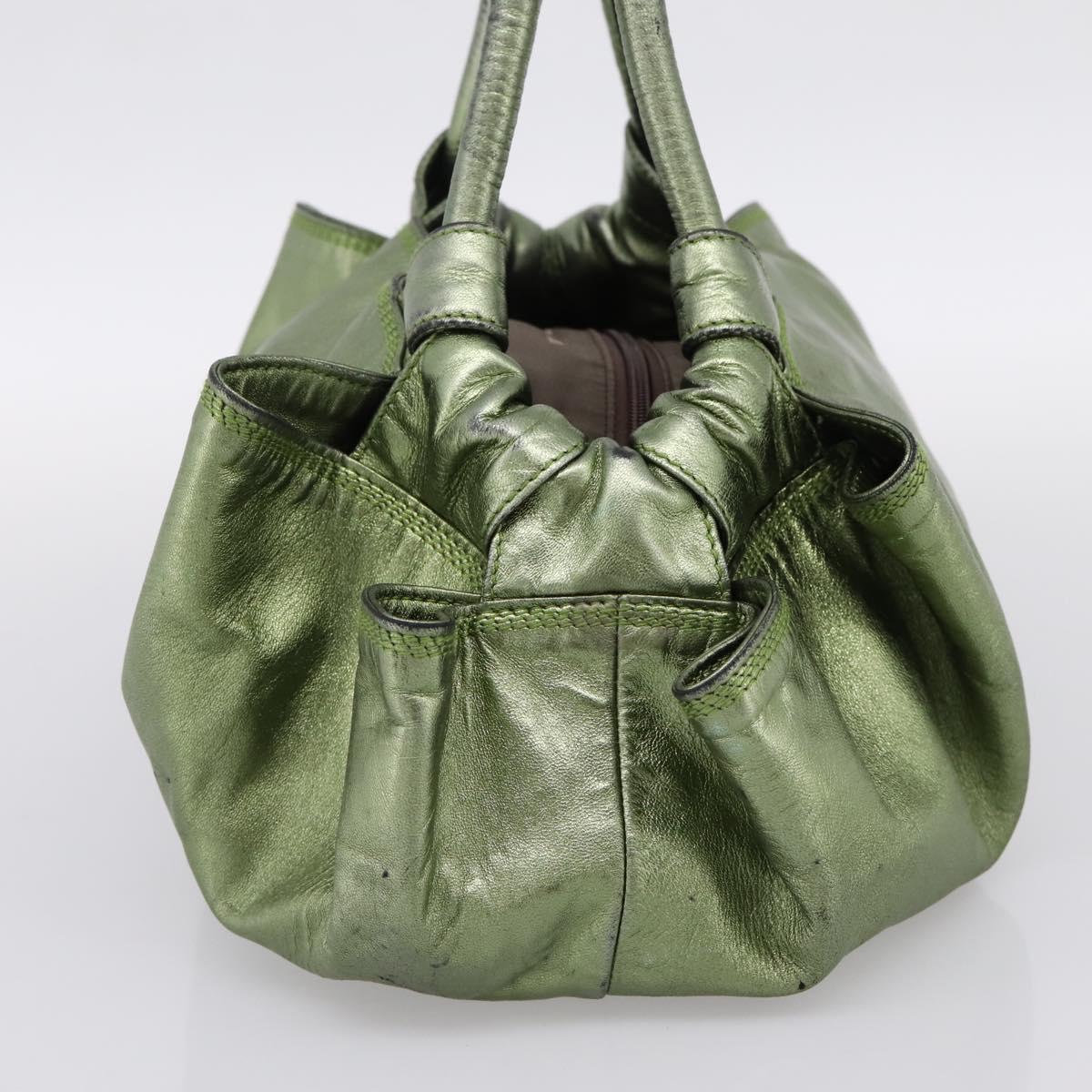 LOEWE Nappa Aire Anagram Hand Bag Leather Green Gold Auth ka6026