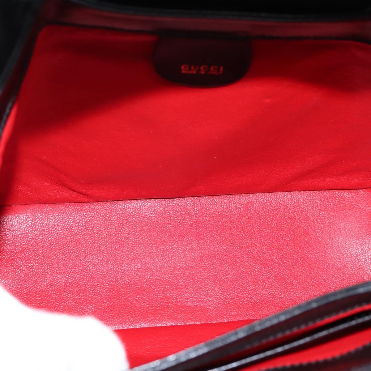 GUCCI Hand Bag Leather Black Gold 000 1448 1269 Auth ka6027A