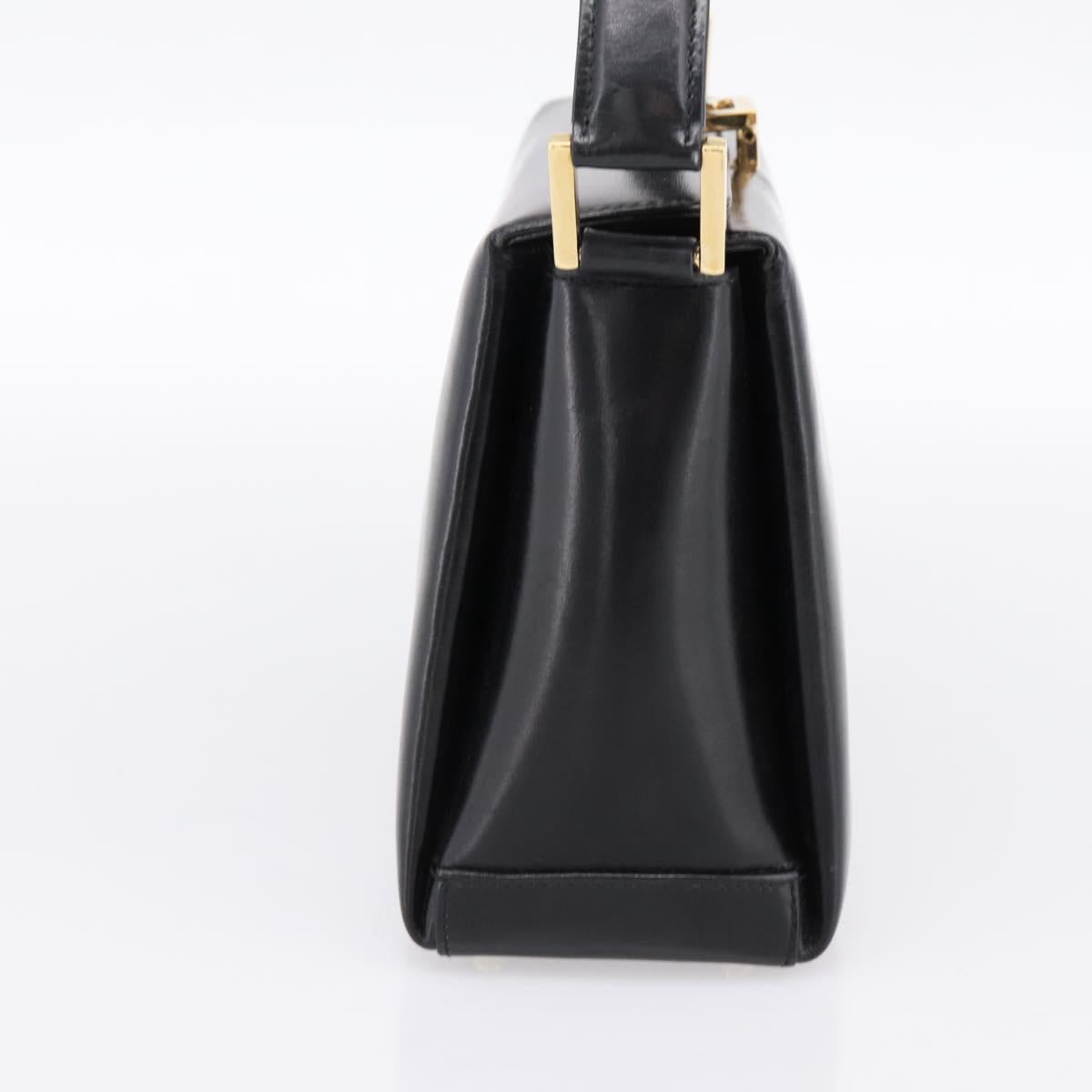 GUCCI Hand Bag Leather Black Gold 000 1448 1269 Auth ka6027A