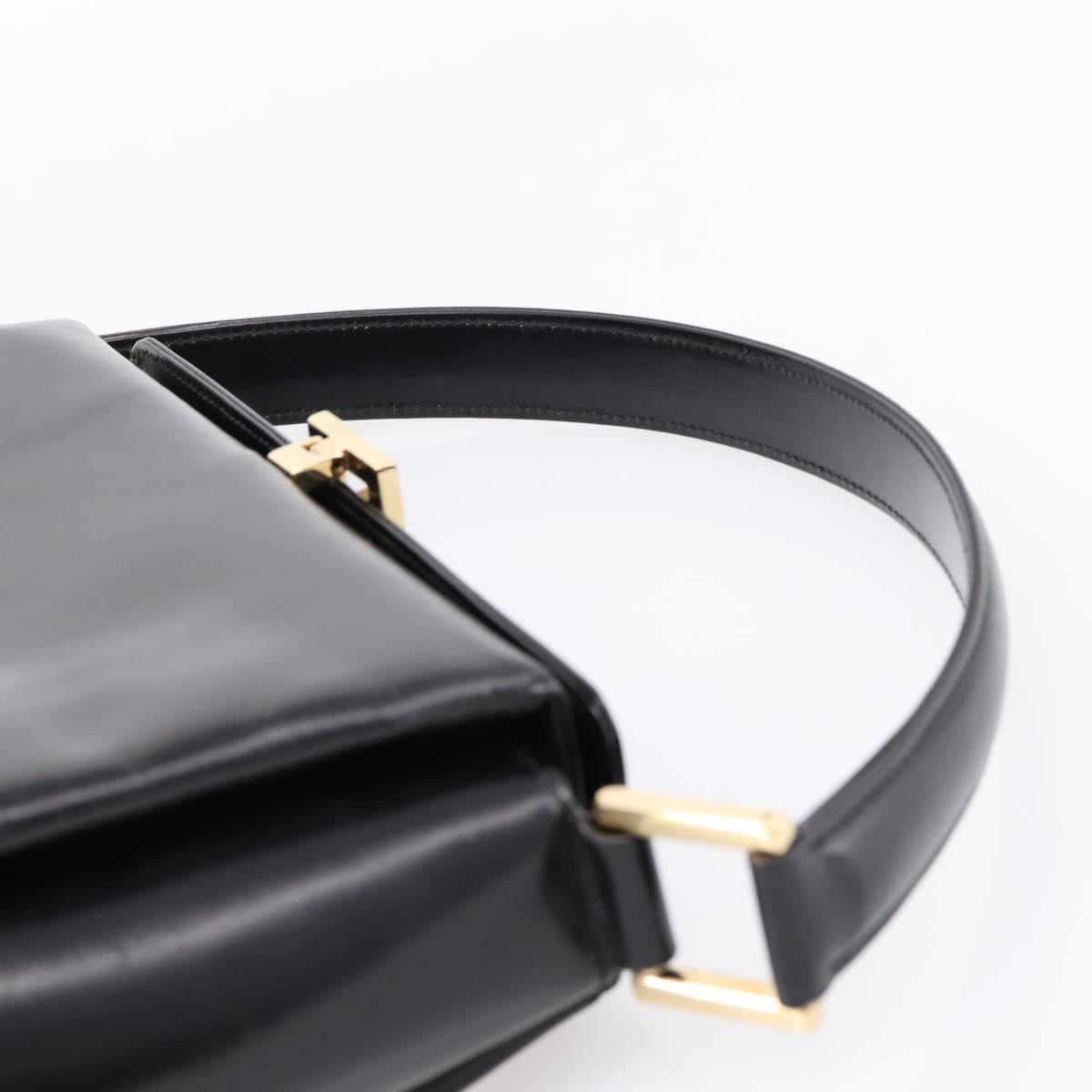 GUCCI Hand Bag Leather Black Gold 000 1448 1269 Auth ka6027A
