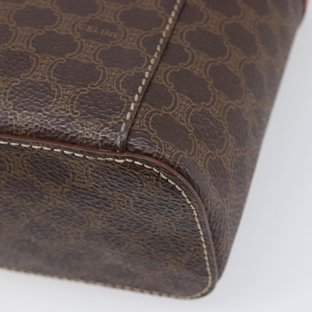 CELINE Macadam Canvas Vanity Hand Bag PVC Leather Brown Gold Auth ka6028A
