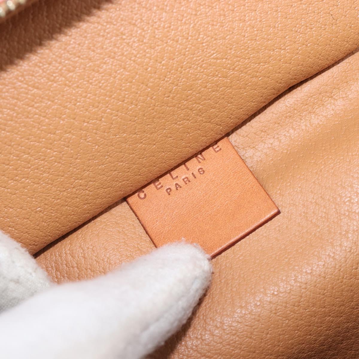 CELINE Macadam Canvas Vanity Hand Bag PVC Leather Brown Gold Auth ka6028A