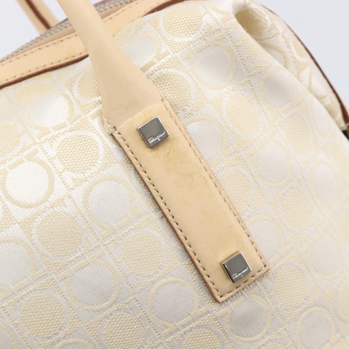 Salvatore Ferragamo Tote Bag Canvas Beige Silver Auth ka6029