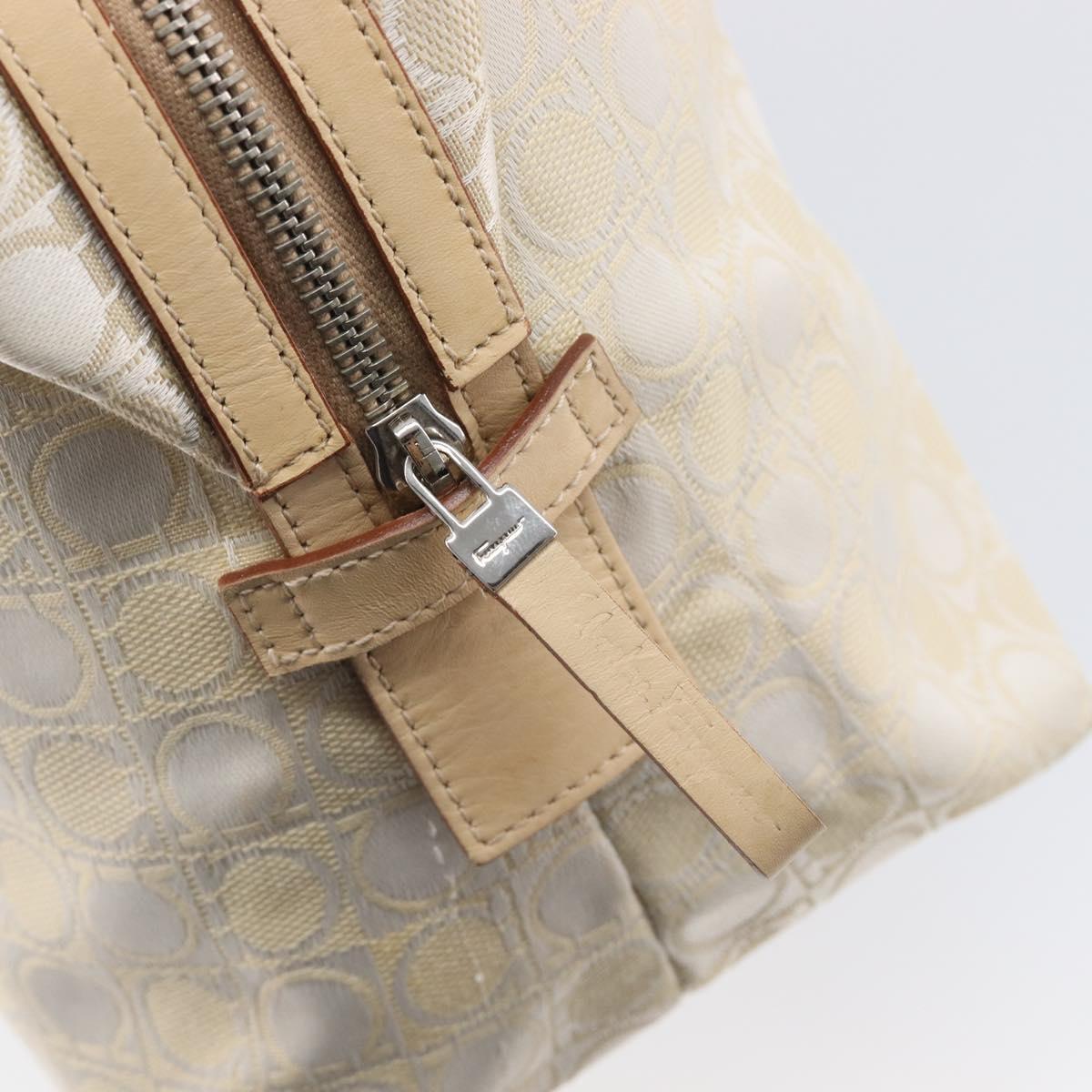 Salvatore Ferragamo Tote Bag Canvas Beige Silver Auth ka6029