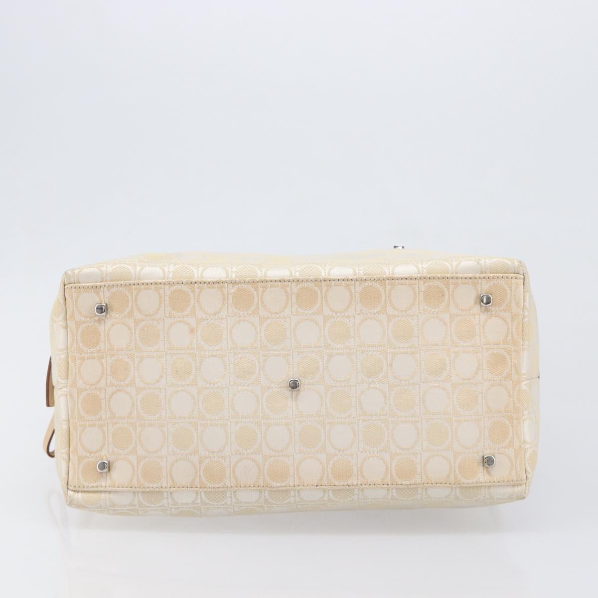 Salvatore Ferragamo Tote Bag Canvas Beige Silver Auth ka6029