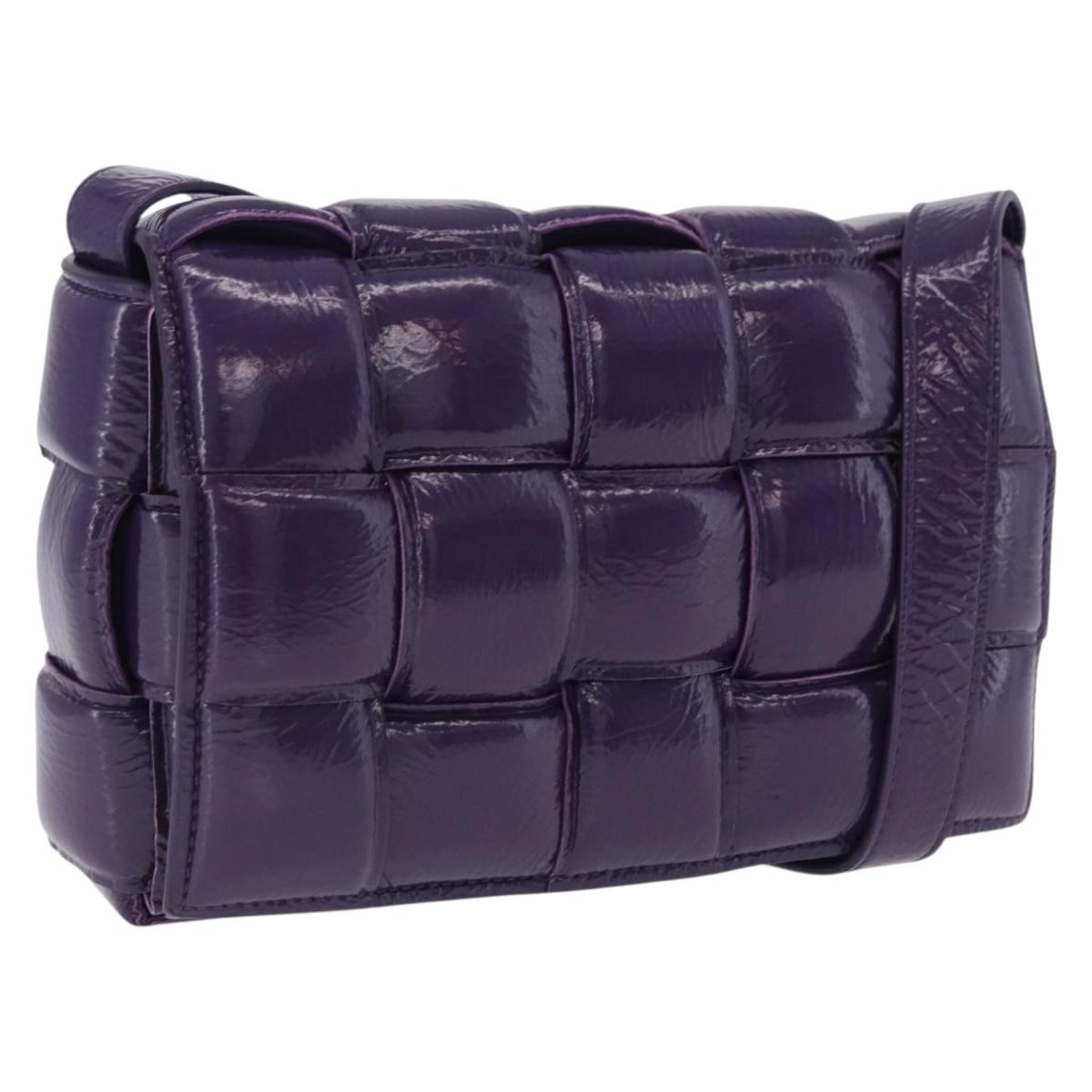 BOTTEGA VENETA MAXI INTRECCIATO Padded Cassette Bag Leather Purple Auth ka6032V