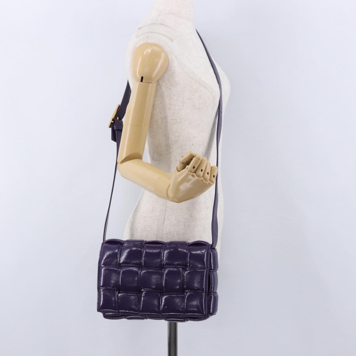 BOTTEGA VENETA MAXI INTRECCIATO Padded Cassette Bag Leather Purple Auth ka6032V