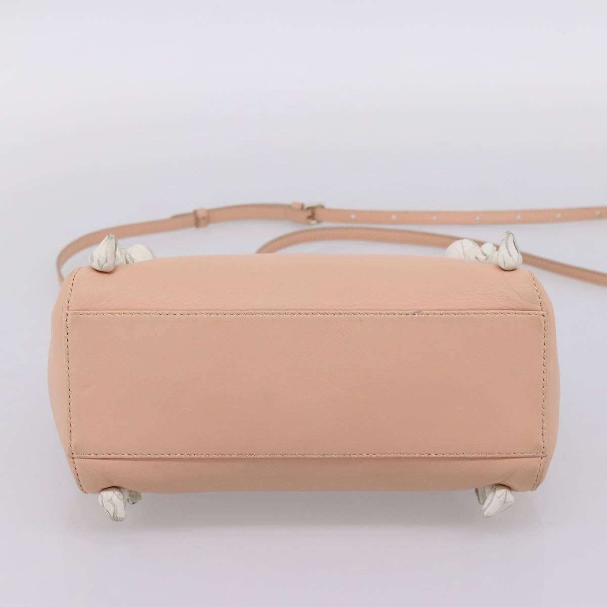 FENDI Mini Peek A Boo Hand Bag Leather 2way Pink Silver Auth ka6033V