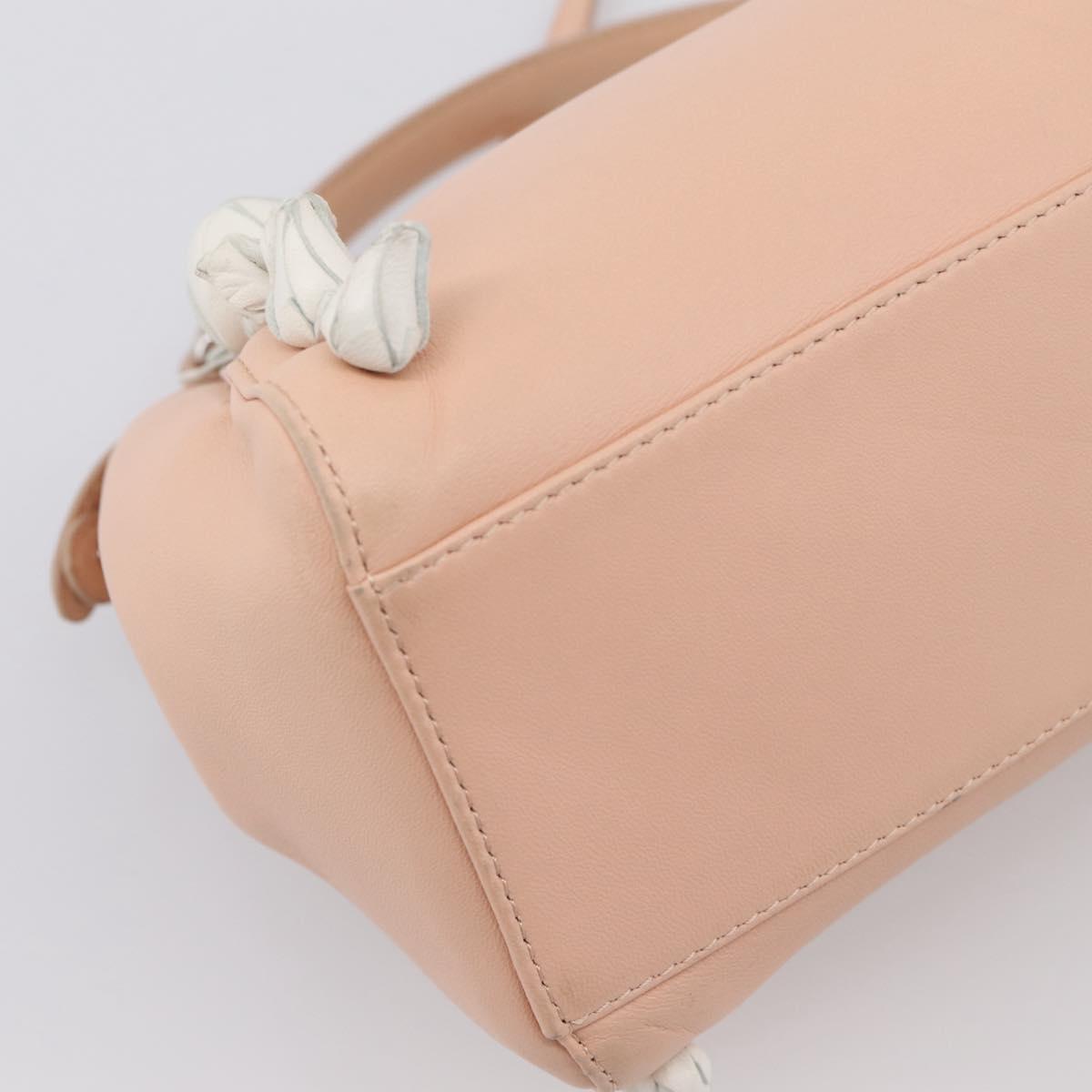 FENDI Mini Peek A Boo Hand Bag Leather 2way Pink Silver Auth ka6033V