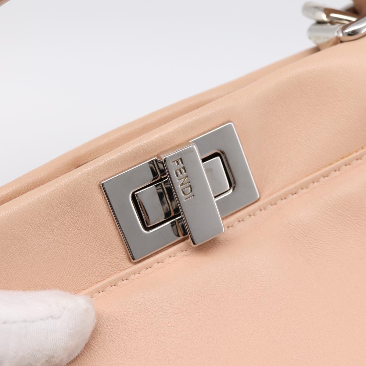 FENDI Mini Peek A Boo Hand Bag Leather 2way Pink Silver Auth ka6033V