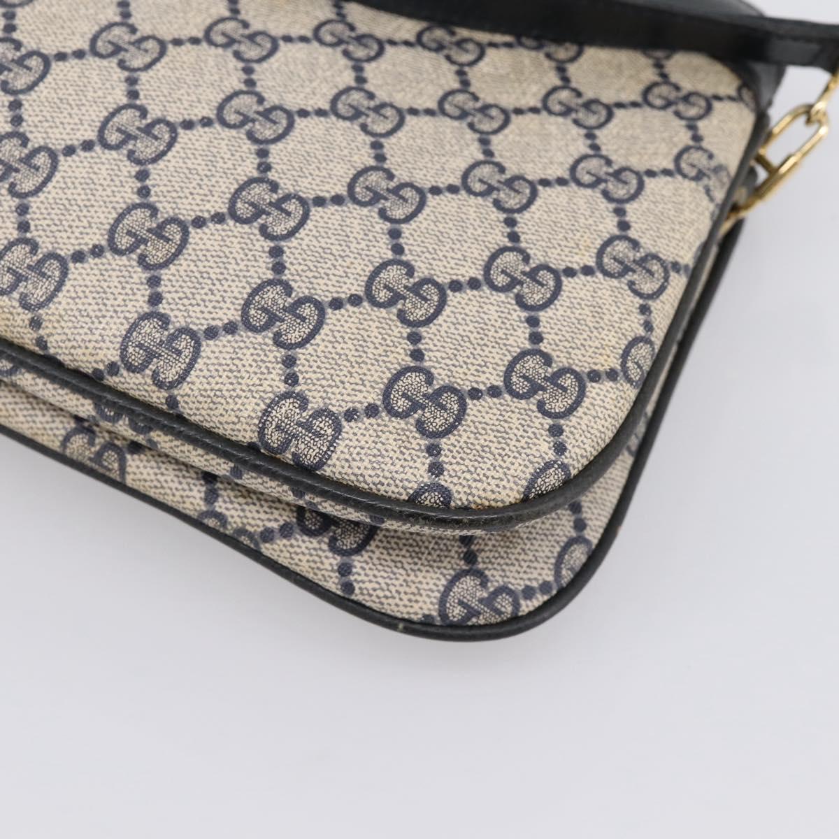 GUCCI GG Supreme Sherry Line Shoulder Bag PVC Navy Gold 904 02 043 Auth ka6034