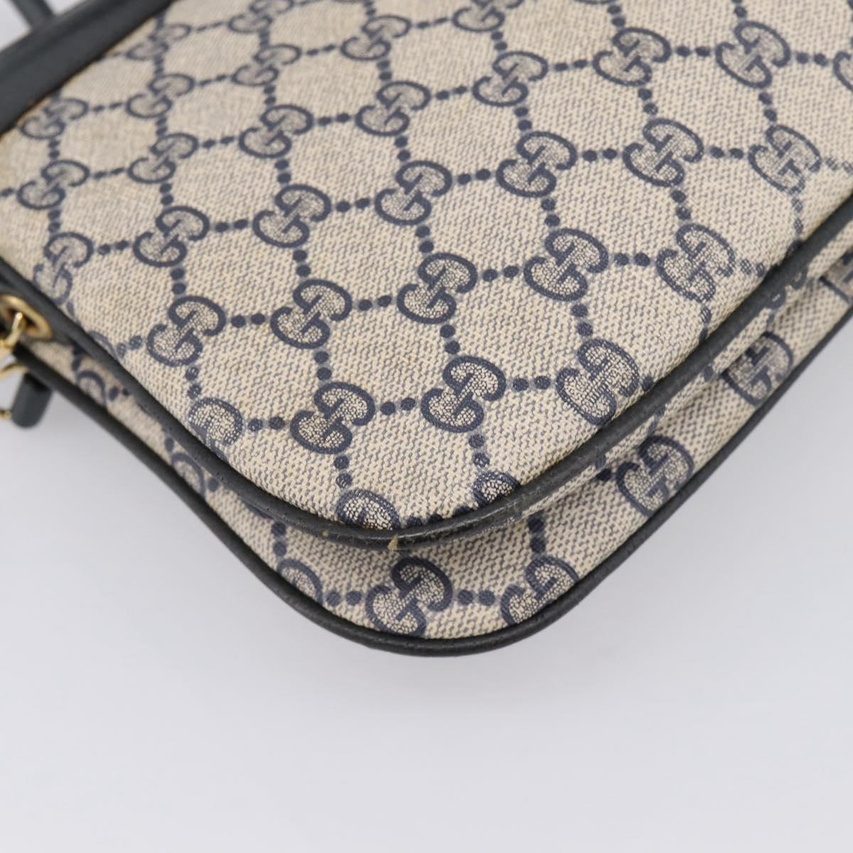 GUCCI GG Supreme Sherry Line Shoulder Bag PVC Navy Gold 904 02 043 Auth ka6034