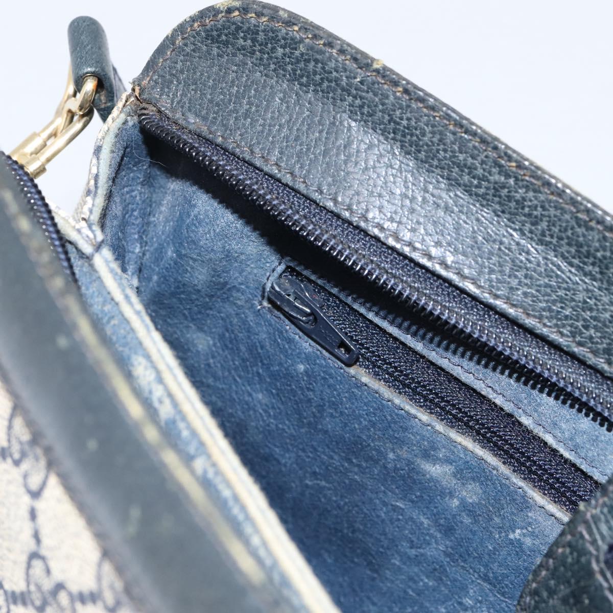 GUCCI GG Supreme Sherry Line Shoulder Bag PVC Navy Gold 904 02 043 Auth ka6034