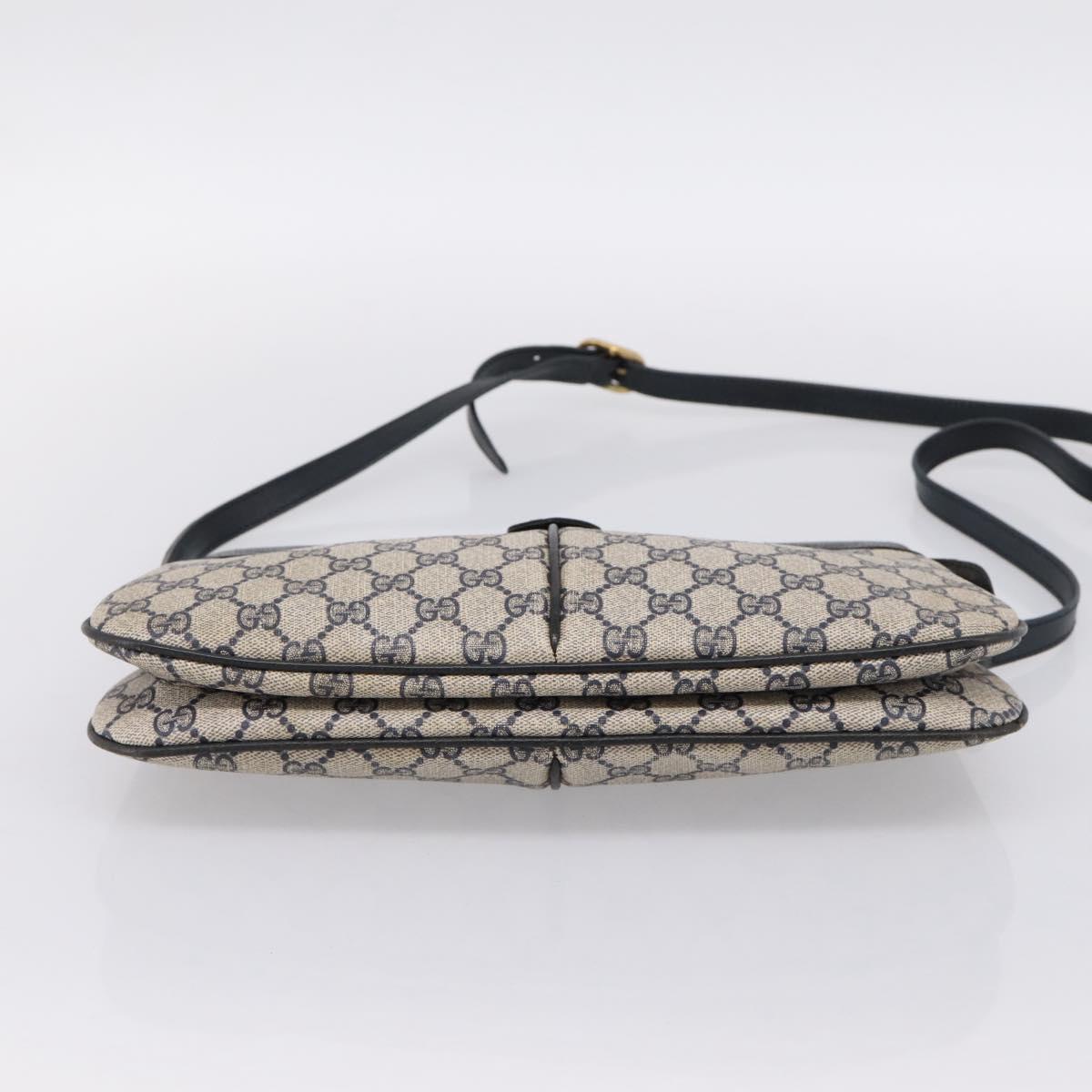 GUCCI GG Supreme Sherry Line Shoulder Bag PVC Navy Gold 904 02 043 Auth ka6034