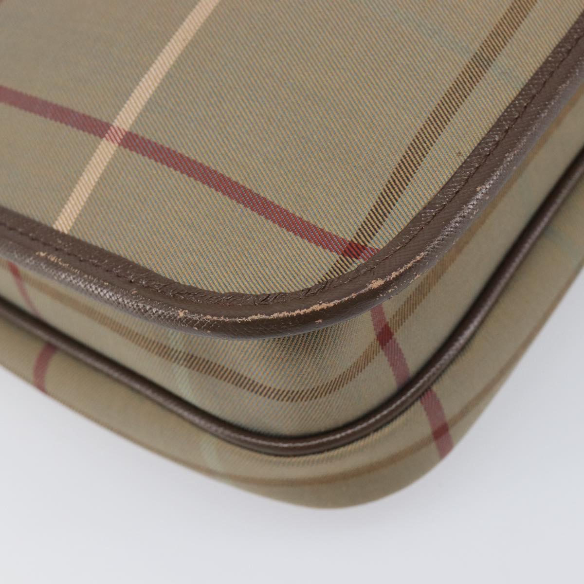 Burberrys Nova Check Shoulder Bag Canvas Beige Gold Auth ka6035