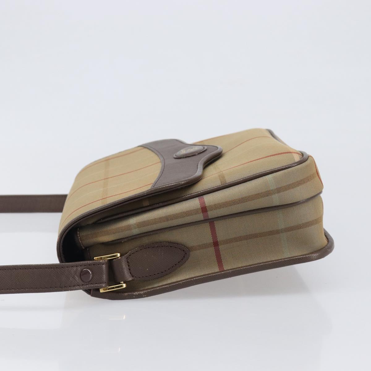 Burberrys Nova Check Shoulder Bag Canvas Beige Gold Auth ka6035