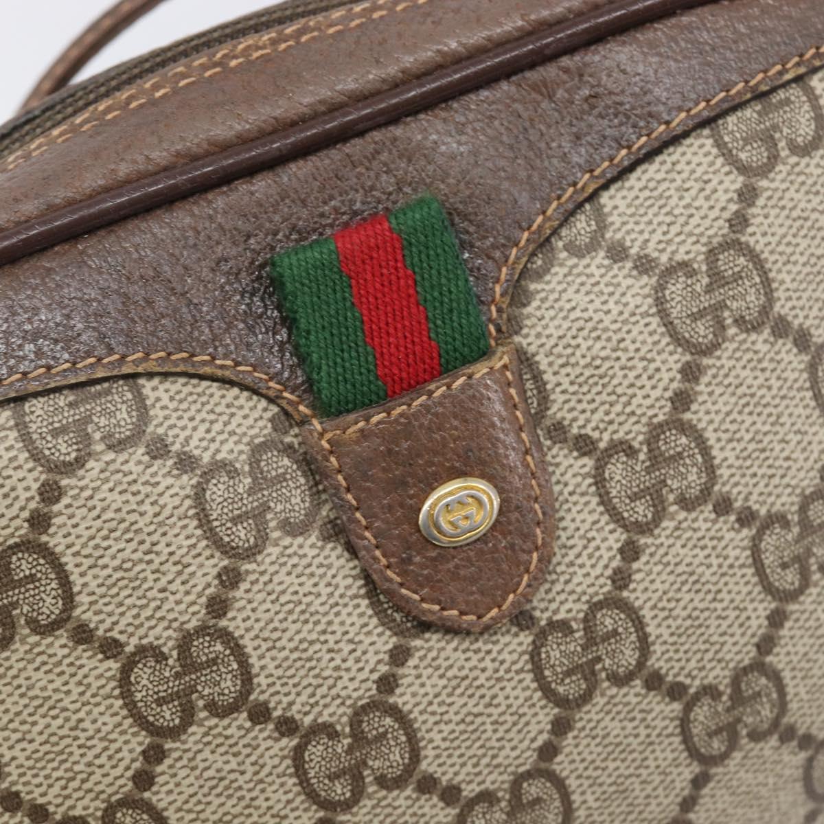 GUCCI GG Supreme Web Sherry Line Bag PVC Beige Gold 89 02 066 Auth ka6037