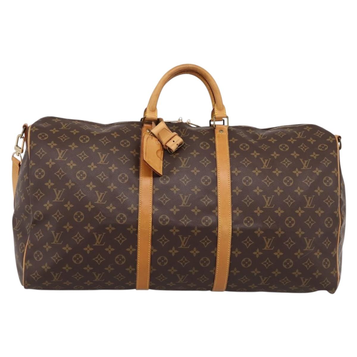 LOUIS VUITTON Monogram Keepall Bandouliere 60 Boston Bag M41412 LV Auth ka6038A