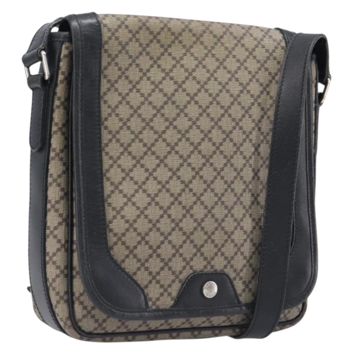 GUCCI Diamante Shoulder Bag Canvas Leather Brown Silver 295679 Auth ka6042