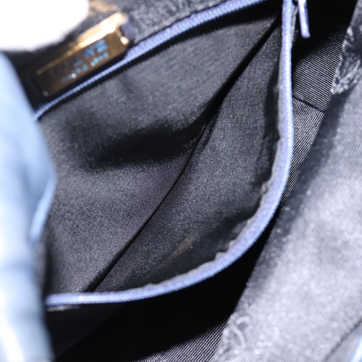 LOEWE Anagram Shoulder Bag Leather Navy Gold Auth ka6044A