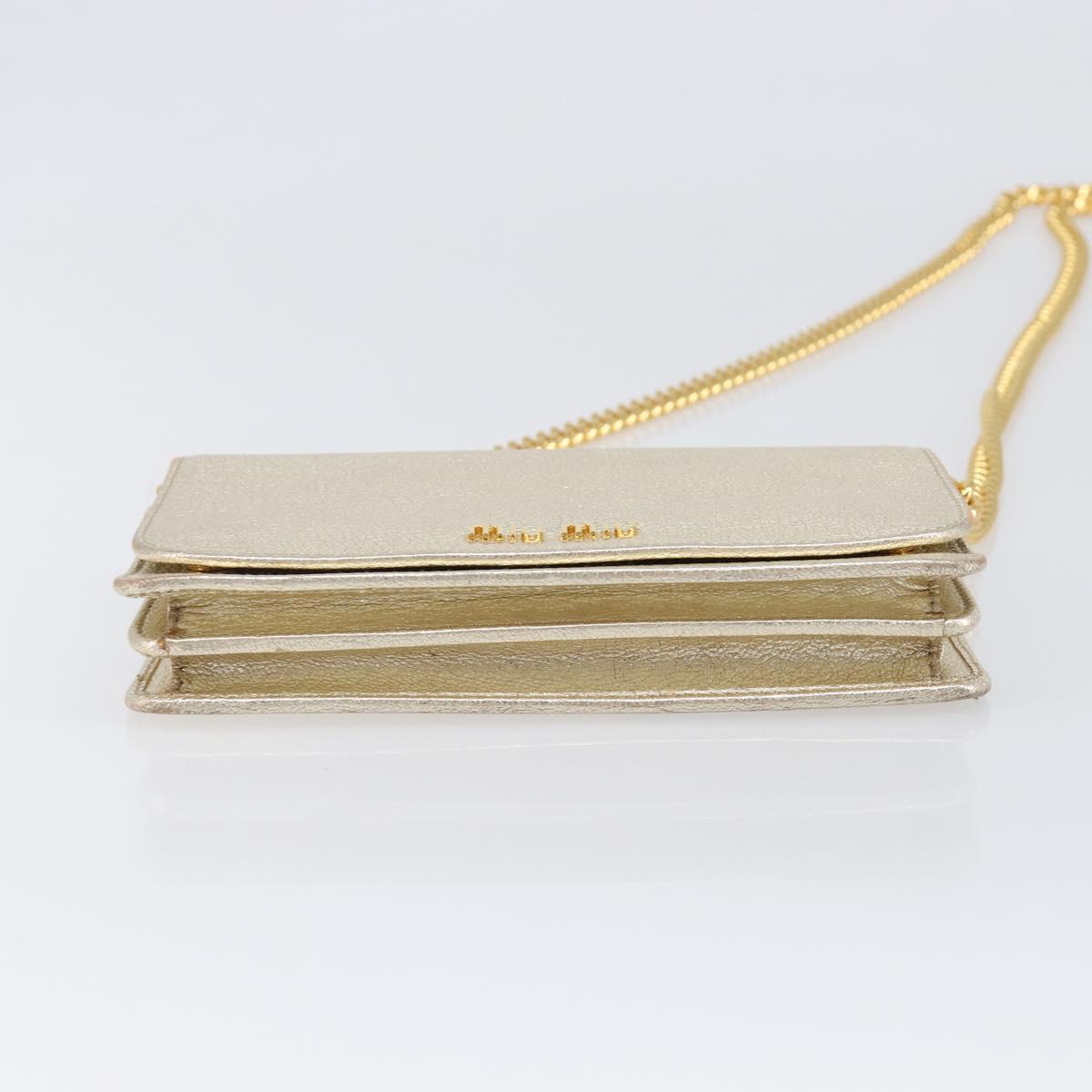 Miu Miu Chain Wallet Shoulder Bag Leather Gold Auth ka6046V